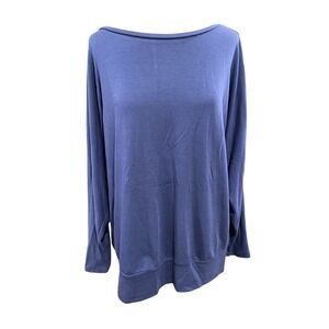 Cupio Womens Blue Boat Neck Long Sleeve Knit Top Relaxed Fit Large L 0086
